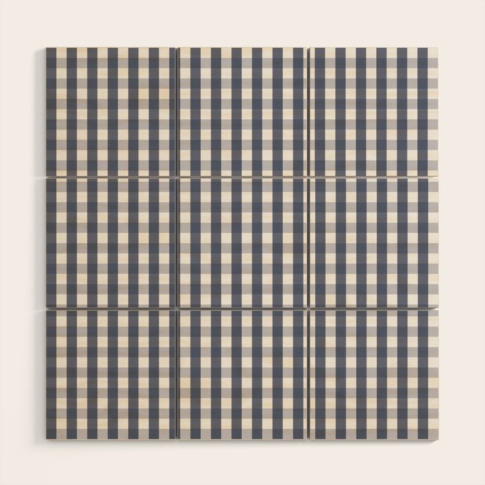 Southern Navy Gingham Wood Wall Art Gallery Image 1
