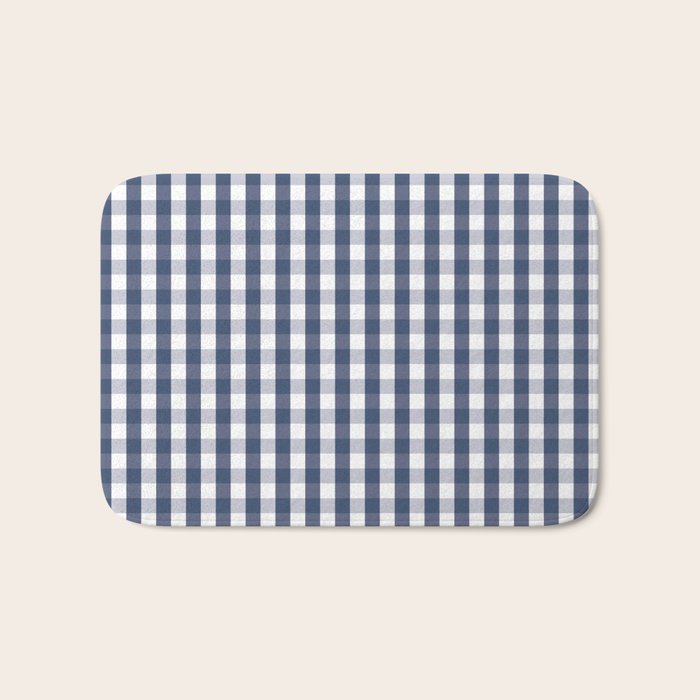 Southern Navy Gingham Bath Mat Gallery Image 1