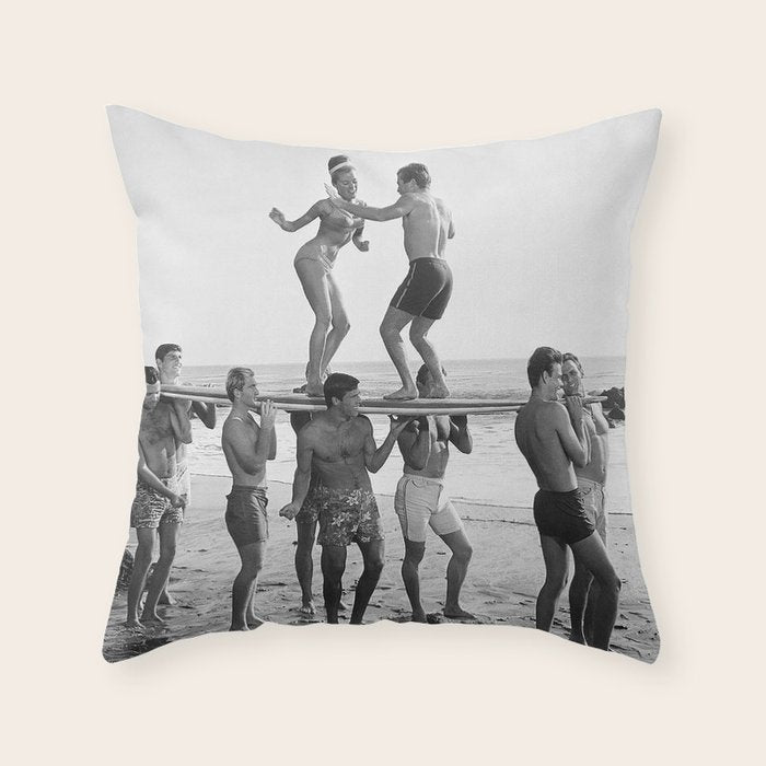Vintage Beach Party 1 Throw Pillow Gallery Image 1