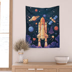 Space Rocket in Solar System Wall Tapestry Gallery Image 2