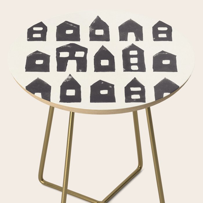 Tiny Houses #1 | Hand-printed Linocut Side Table Gallery Image 2