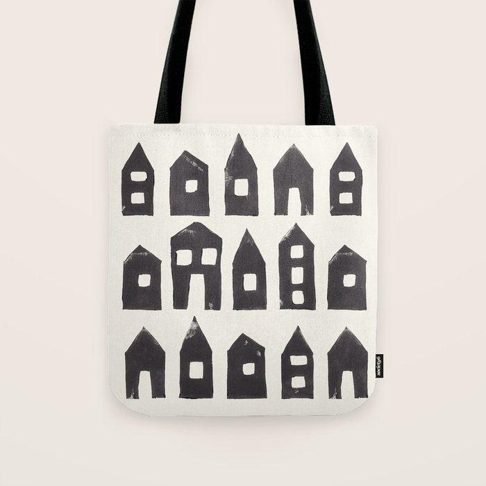 Tiny Houses #1 | Hand-printed Linocut Tote Bag Gallery Image 1