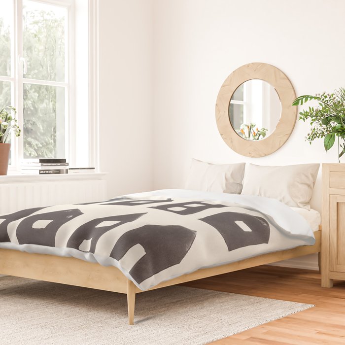 Tiny Houses #1 | Hand-printed Linocut Duvet Cover Gallery Image 2
