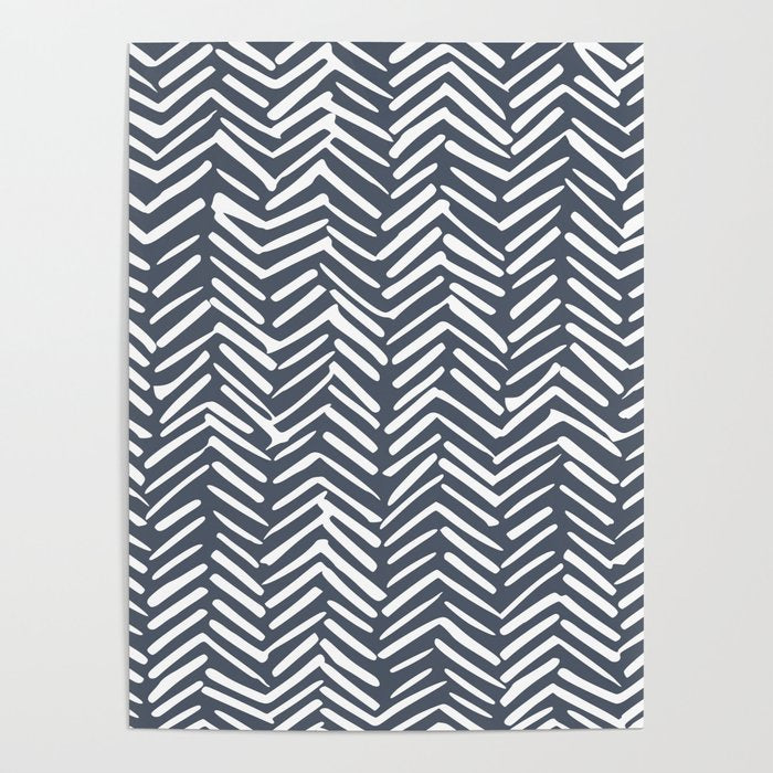 Abstract Herringbone, Striped Pattern, Blue and White Poster Gallery Image 4