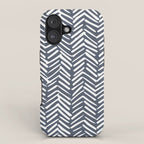 Abstract Herringbone, Striped Pattern, Blue and White iPhone Case Gallery Image 1