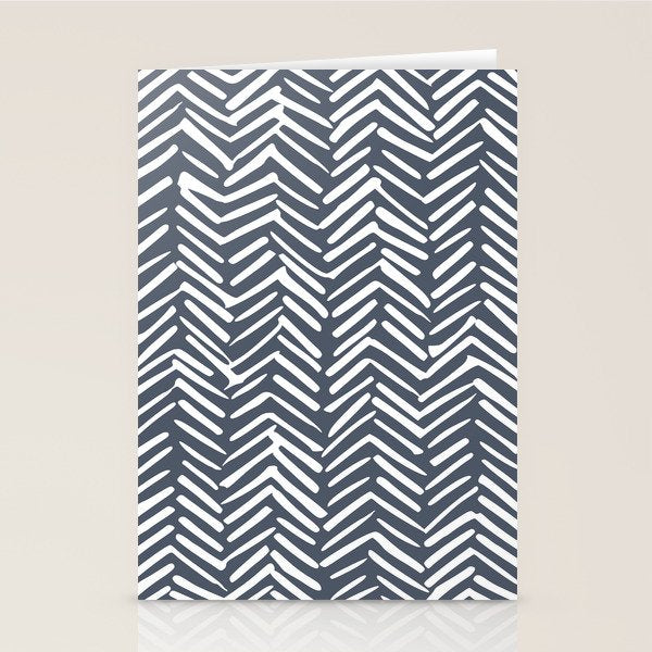 Abstract Herringbone, Striped Pattern, Blue and White Stationery Card Gallery Image 1
