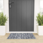Abstract Herringbone, Striped Pattern, Blue and White Welcome Mat Gallery Image 3
