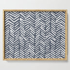 Abstract Herringbone, Striped Pattern, Blue and White Serving Tray Gallery Image 1
