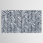 Abstract Herringbone, Striped Pattern, Blue and White Tablecloth Gallery Image 2