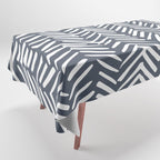 Abstract Herringbone, Striped Pattern, Blue and White Tablecloth Gallery Image 1