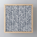 Abstract Herringbone, Striped Pattern, Blue and White Mini Art Print Gallery Image 1