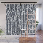 Abstract Herringbone, Striped Pattern, Blue and White Wall Mural Gallery Image 1