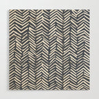 Abstract Herringbone, Striped Pattern, Blue and White Wood Wall Art Gallery Image 1