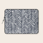 Abstract Herringbone, Striped Pattern, Blue and White Laptop Sleeve Gallery Image 1