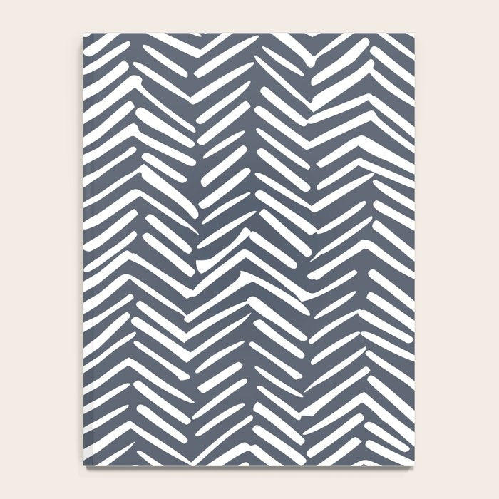 Abstract Herringbone, Striped Pattern, Blue and White Notebook Gallery Image 4