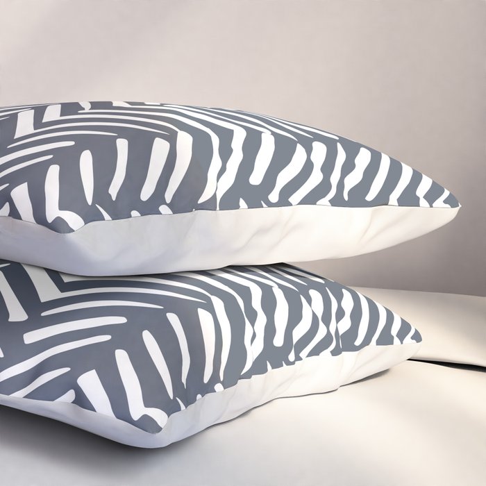 Abstract Herringbone, Striped Pattern, Blue and White Pillow Sham Gallery Image 3