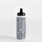 Abstract Herringbone, Striped Pattern, Blue and White Water Bottle Gallery Image 2