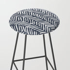 Abstract Herringbone, Striped Pattern, Blue and White Stool Gallery Image 2