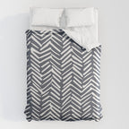 Abstract Herringbone, Striped Pattern, Blue and White Duvet Cover Gallery Image 6