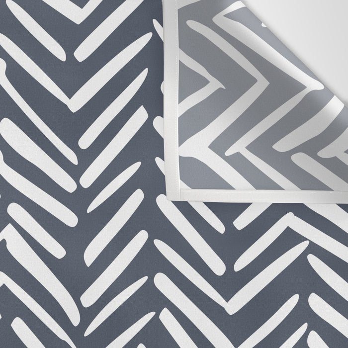 Abstract Herringbone, Striped Pattern, Blue and White Wall Tapestry Gallery Image 3
