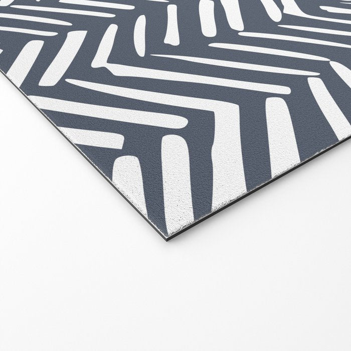 Abstract Herringbone, Striped Pattern, Blue and White Welcome Mat Gallery Image 2