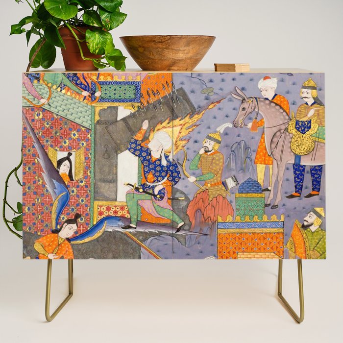 Fighting at the gates of Khaybar Islamic Antique Art  Credenza Gallery Image 1