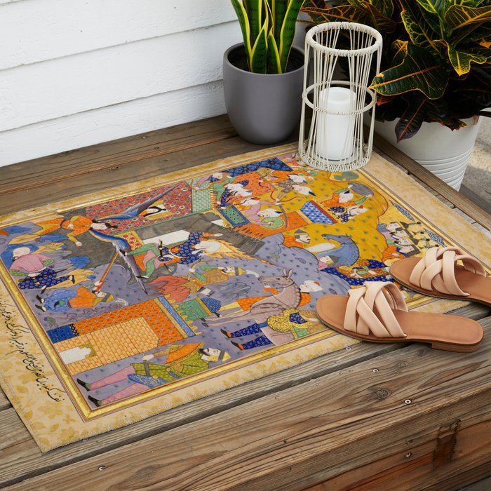 Fighting at the gates of Khaybar Islamic Antique Art  Outdoor Rug Gallery Image 2