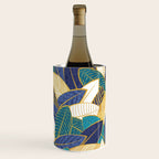 Leaf wall // navy blue royal blue and teal leaves golden lines Wine Chiller Gallery Image 3