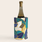 Leaf wall // navy blue royal blue and teal leaves golden lines Wine Chiller Gallery Image 2
