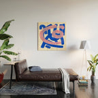Tribal Pink Blue Fun Colorful Mid Century Modern Abstract Painting Shapes Pattern Wood Wall Art Gallery Image 2