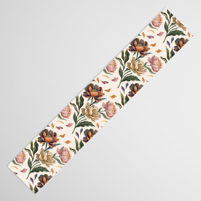 Hand Painted Peony Florals Table Runner Gallery Image 3