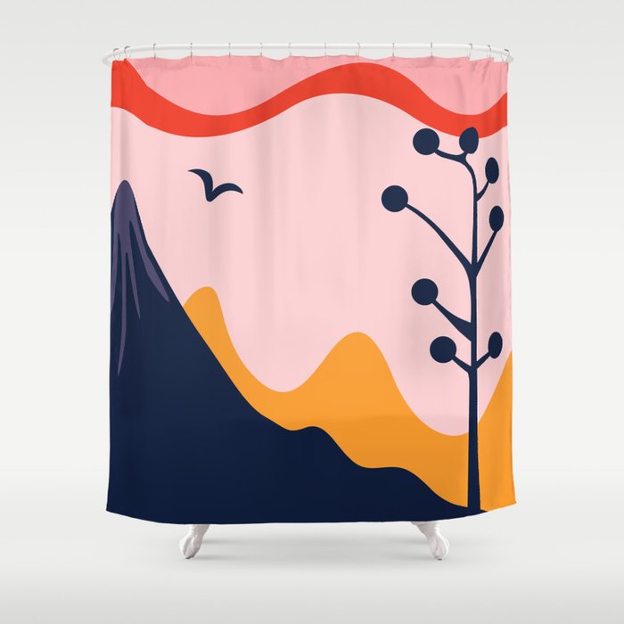 Abstract mountain nature landscape art Shower Curtain Gallery Image 1