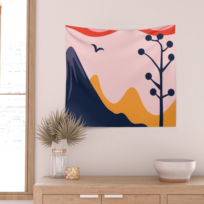 Abstract mountain nature landscape art Wall Tapestry Gallery Image 2