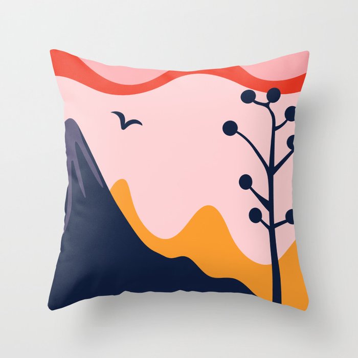 Abstract mountain nature landscape art Throw Pillow Gallery Image 6