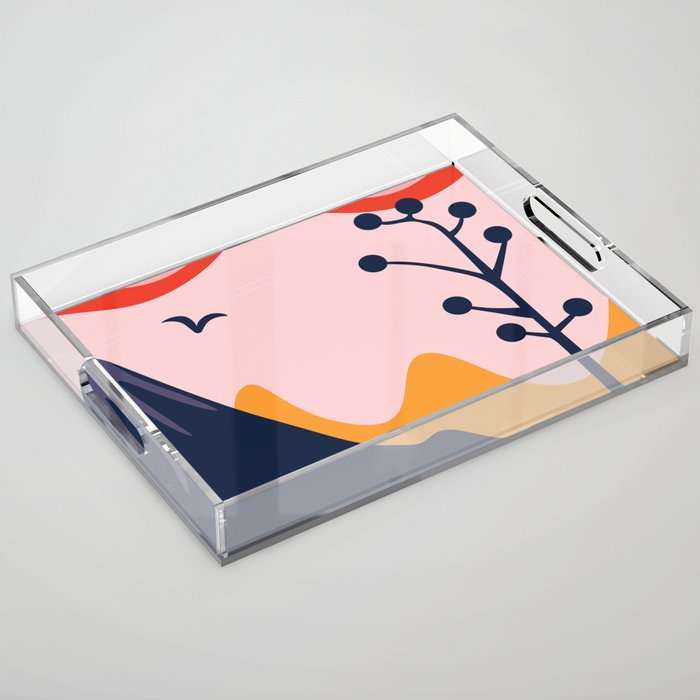 Abstract mountain nature landscape art Acrylic Tray Gallery Image 1