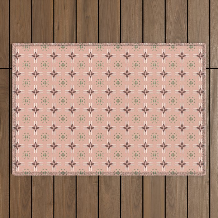 Crossroads Geometric Peach Multi Outdoor Rug Gallery Image 1