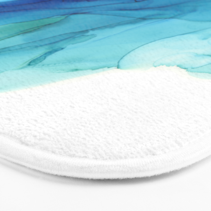 Emerald Sea Waves - Abstract Ombre Flowing Ink Bath Mat Gallery Image 3