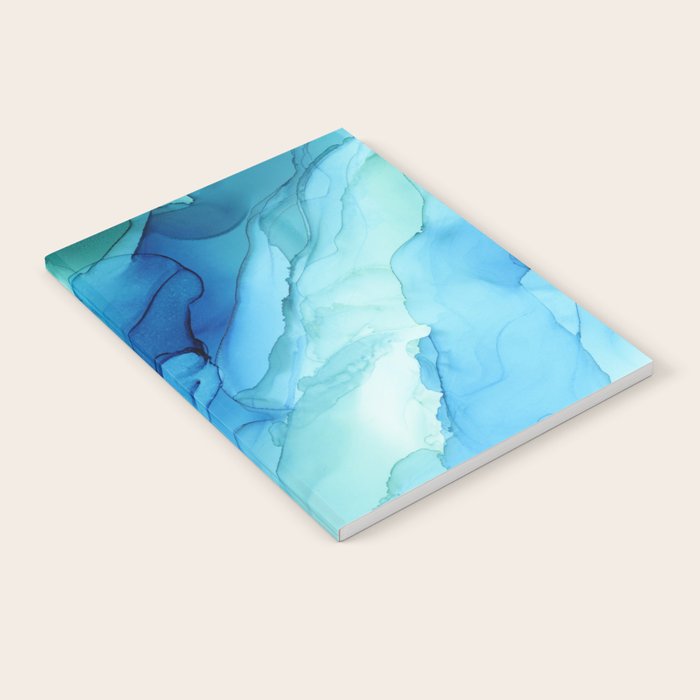 Emerald Sea Waves - Abstract Ombre Flowing Ink Notebook Gallery Image 1