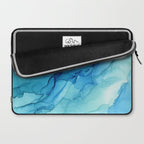 Emerald Sea Waves - Abstract Ombre Flowing Ink Laptop Sleeve Gallery Image 2