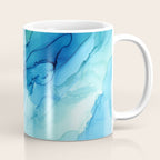Emerald Sea Waves - Abstract Ombre Flowing Ink Coffee Mug Gallery Image 1