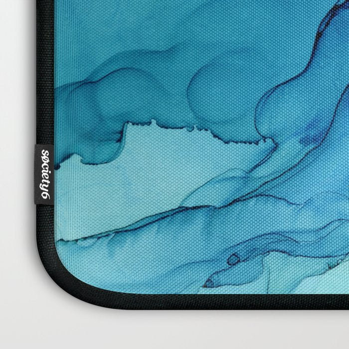 Emerald Sea Waves - Abstract Ombre Flowing Ink Laptop Sleeve Gallery Image 3