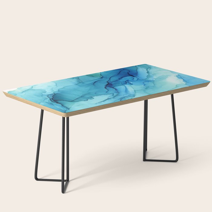 Emerald Sea Waves - Abstract Ombre Flowing Ink Coffee Table Gallery Image 1