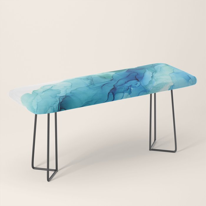 Emerald Sea Waves - Abstract Ombre Flowing Ink Bench Gallery Image 1