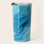 Emerald Sea Waves - Abstract Ombre Flowing Ink Travel Mug Gallery Image 3