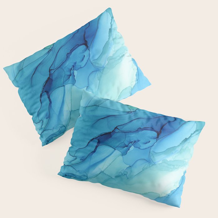 Emerald Sea Waves - Abstract Ombre Flowing Ink Pillow Sham Gallery Image 3