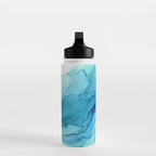 Emerald Sea Waves - Abstract Ombre Flowing Ink Water Bottle Gallery Image 3