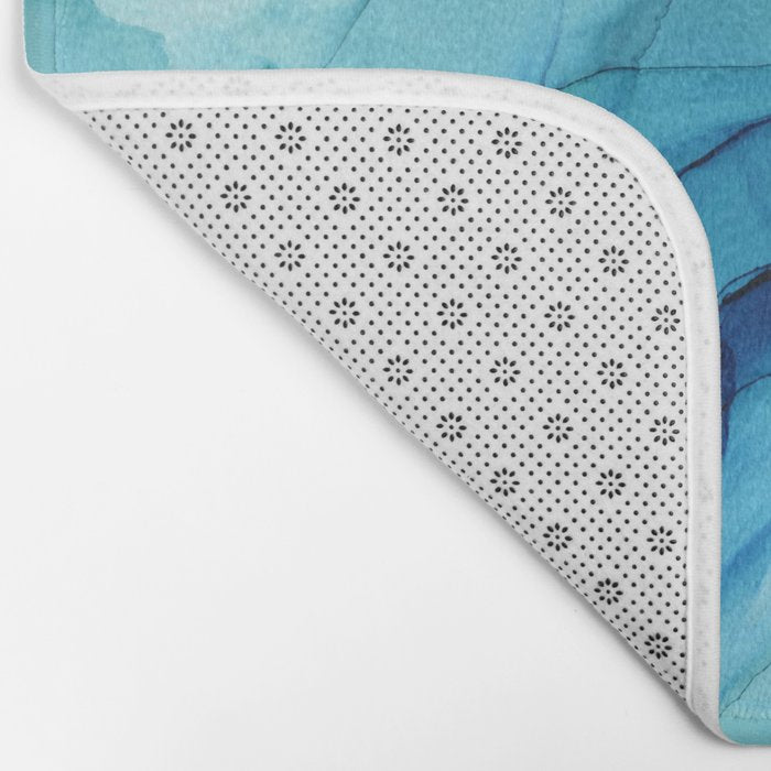 Emerald Sea Waves - Abstract Ombre Flowing Ink Bath Mat Gallery Image 2