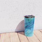 Emerald Sea Waves - Abstract Ombre Flowing Ink Travel Mug Gallery Image 4