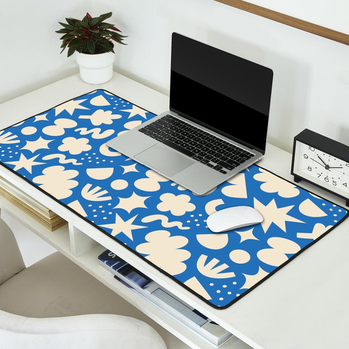 Abstract blue organic shape pattern Desk Mat Gallery Image 2