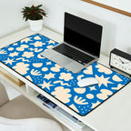 Abstract blue organic shape pattern Desk Mat Gallery Image 2